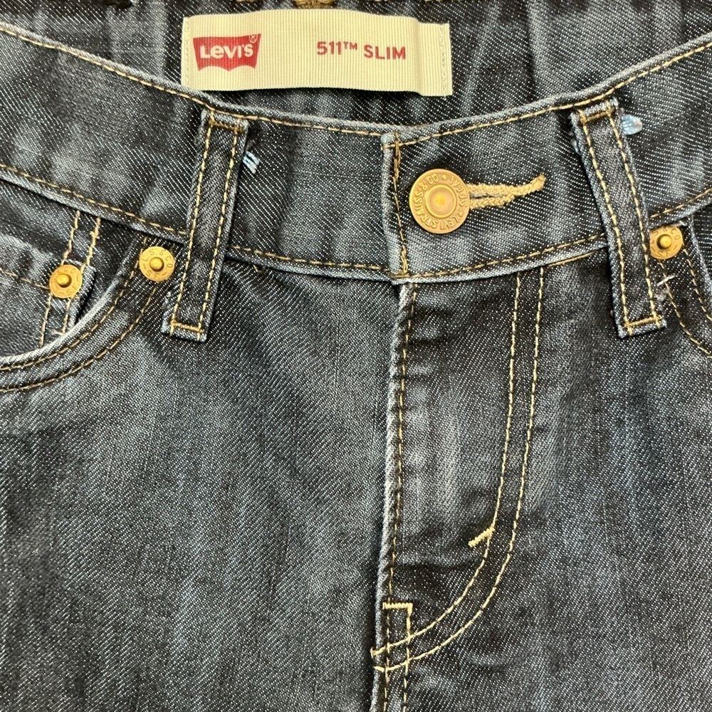 Levi's kids Demin Blue Straight-Leg Jeans with Distressed Finish Sz 10 Regular - Picture 6 of 10